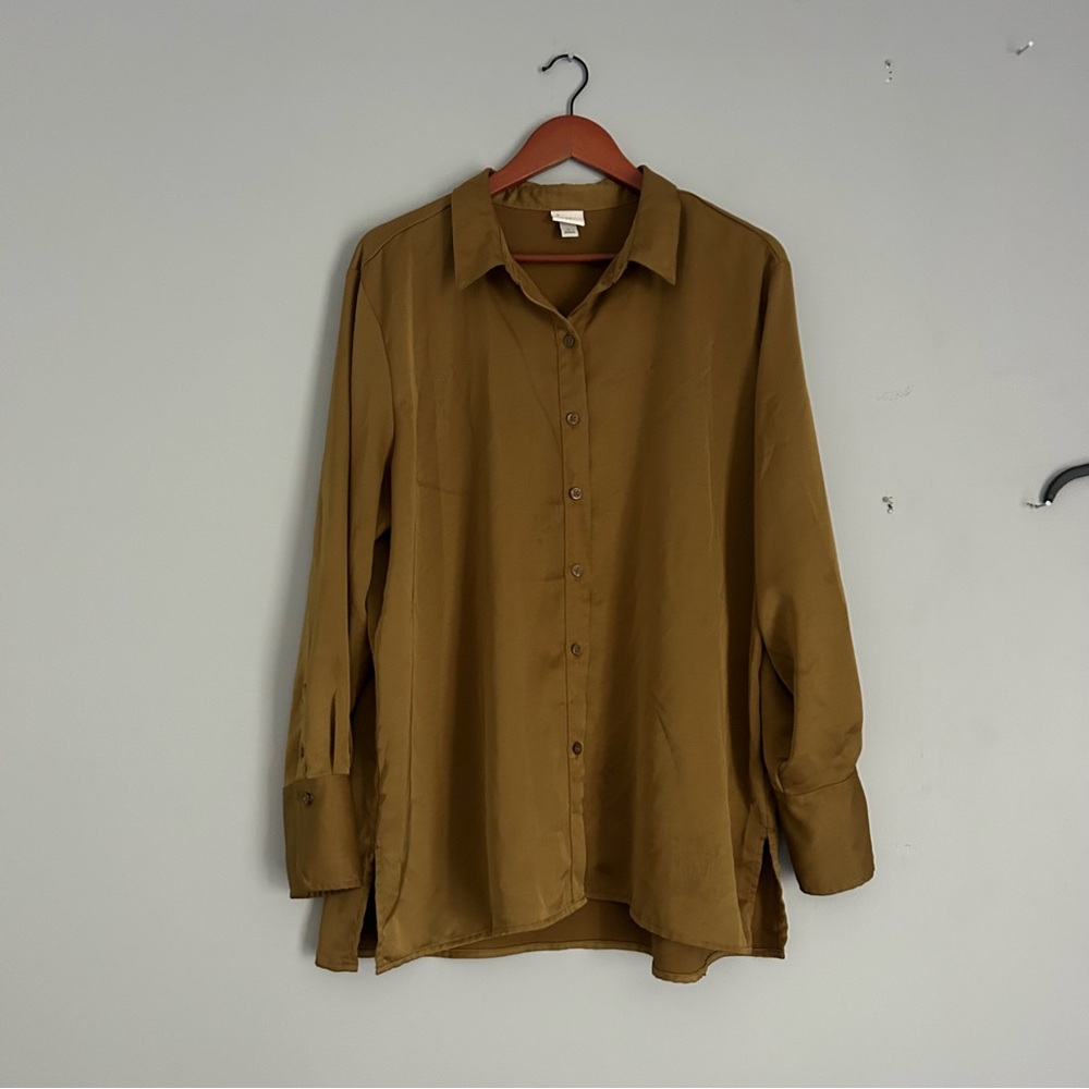 [a new day] Mustard Yellow Silky Top - Picture 8 of 11